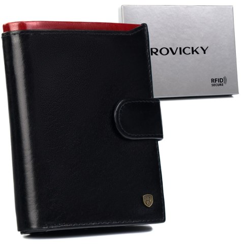 Skórzany portfel męski na karty z systemem RFID Protect— Rovicky