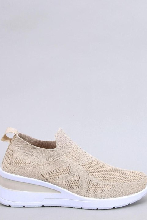 Sneakersy na koturnie skarpetkowe BAYOL BEIGE - Inello Inello