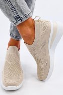 Sneakersy na koturnie skarpetkowe BAYOL BEIGE - Inello Inello