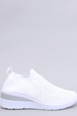 Sneakersy na koturnie skarpetkowe BAYOL WHITE - Inello Inello