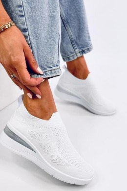 Sneakersy na koturnie skarpetkowe BAYOL WHITE - Inello Inello