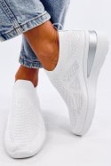 Sneakersy na koturnie skarpetkowe BAYOL WHITE - Inello Inello