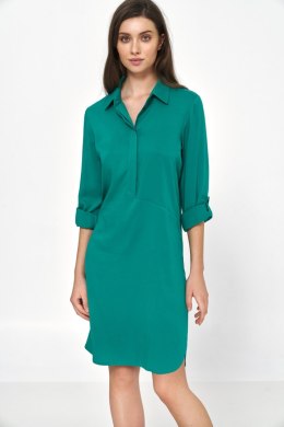 Sukienka Zielona sukienka oversize z podwijanym rękawem S226 Green - Nife - 36 Nife