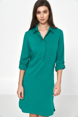 Sukienka Zielona sukienka oversize z podwijanym rękawem S226 Green - Nife - 36 Nife