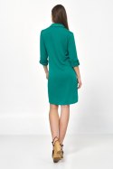 Sukienka Zielona sukienka oversize z podwijanym rękawem S226 Green - Nife - 36 Nife