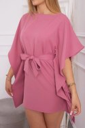 Krótka sukienka z paskiem kimono ciemno różowa KS9016