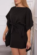 Krótka sukienka z paskiem kimono czarna KS9016