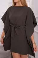 Krótka sukienka z paskiem kimono khaki KS9016