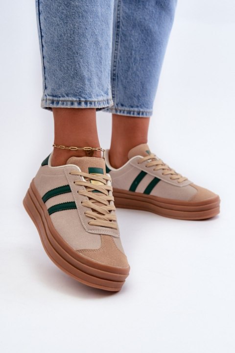 Buty Sportowe Model Egelia EV-508 Beige/Green - Step in style Step in style