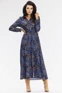 Sukienka Model A665 Navy/Brown Pattern - awama - L Awama