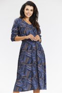 Sukienka Model A666 Navy/Brown Pattern - awama - M Awama