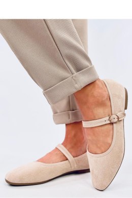 Baleriny w stylu Mary Jane GOLINS BEIGE - Inello Inello