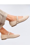 Baleriny w stylu Mary Jane GOLINS BEIGE - Inello Inello