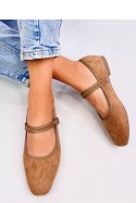 Baleriny w stylu Mary Jane GOLINS KHAKI - Inello Inello