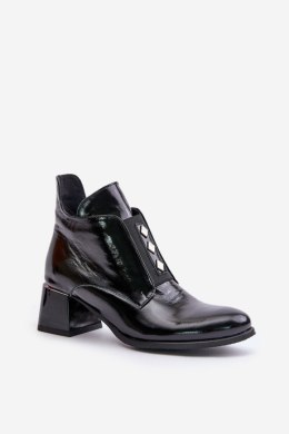 Botki Model Zazoo 60504 Black Lakier - Step in style Step in style