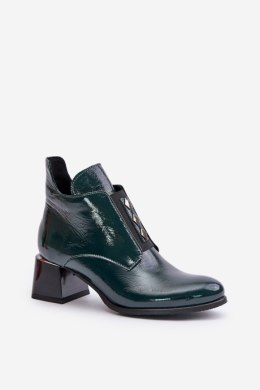 Botki Model Zazoo 60504 Dark Green Lakier - Step in style Step in style