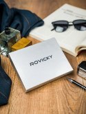 Poziomy portfel męski dwukolorowy ze skóry naturalnej HQ - Rovicky